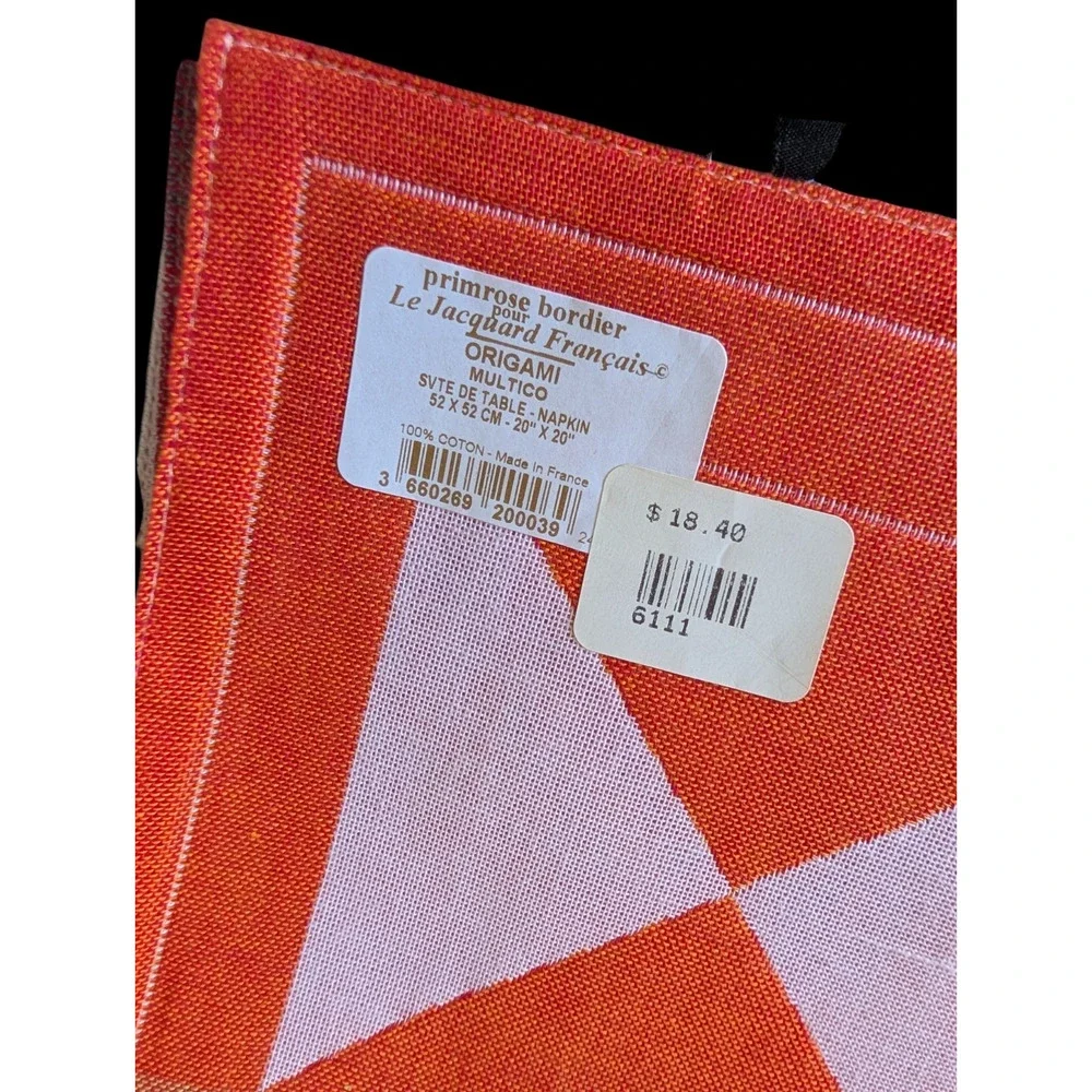 Le Jacquard Francais Origami Napkins New Set of 4 Multicolor Cotton 20 x 20